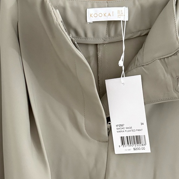 Kookai Maria Mid-Rise Pleated Pants | NWT | Size 0 & 2 | Pale Sage Green - Picture 6 of 11
